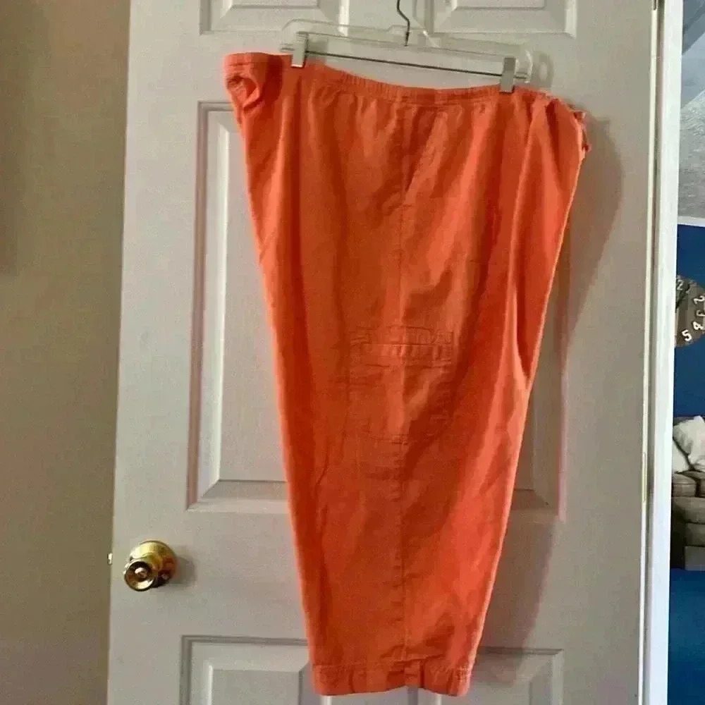 Capri Women’s Mountain Lake 3X Tangerine color  Pant & Draw String‎ Cargo Capri - Picture 2 of 8
